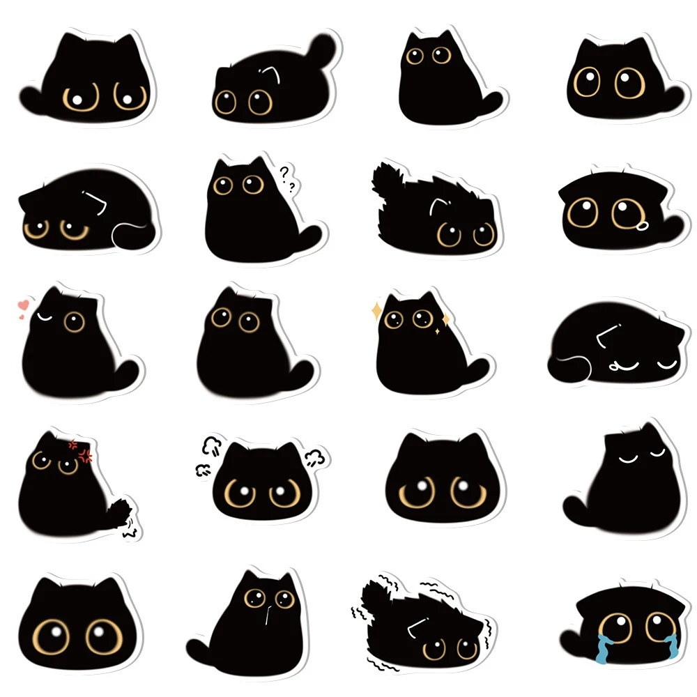 10/20/40/80PCS Black Cat Cute Kawaii Stickers Vintage For DIY Notebook Scrapbooking Motorcycle Laptop Luggage Graffiti Decals 10/20/40/80PCS Black Cat Cute Kawaii Stickers Vintage For DIY Notebook Scrapbooking Motorcycle Laptop Luggage Graffiti Decals