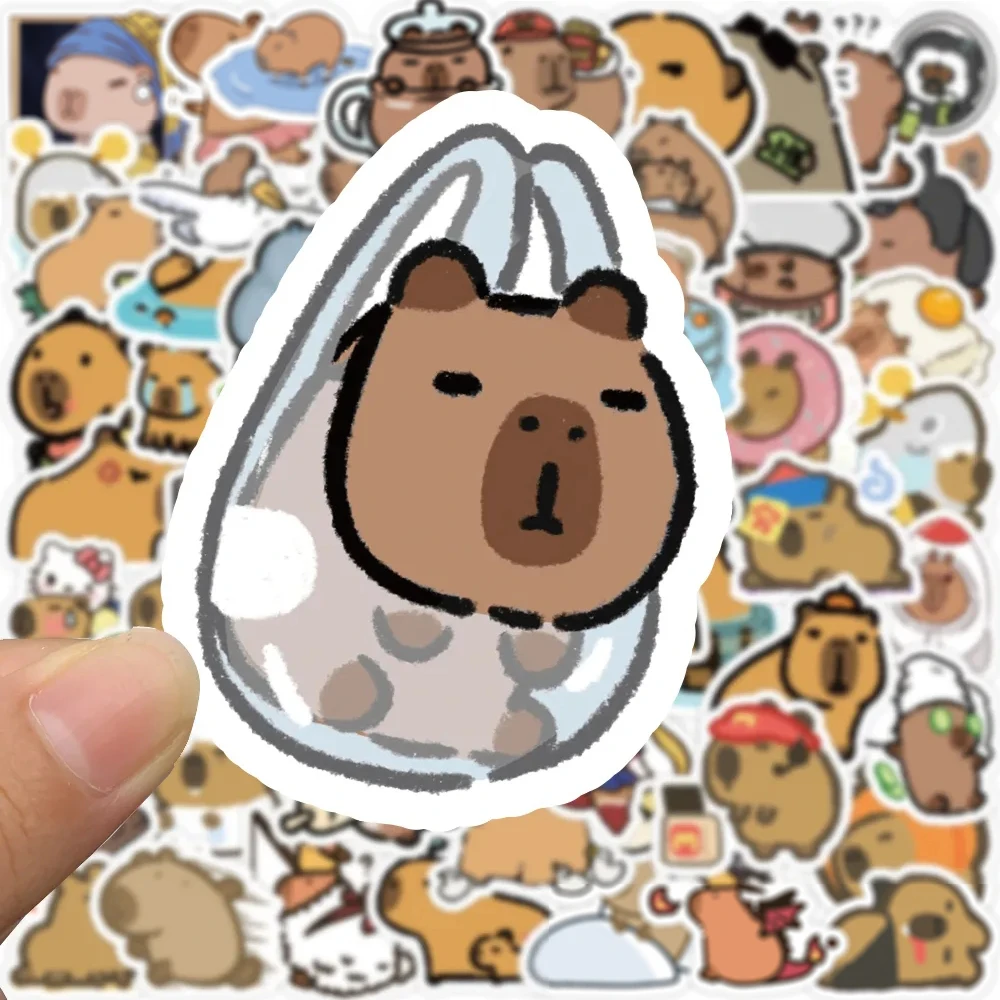 10/30/50/100pcs Cute Cartoon Animal Capybara Stickers Decals for Laptop Fridge Notebook Diary Funny Decoration Sticker Kids Toys