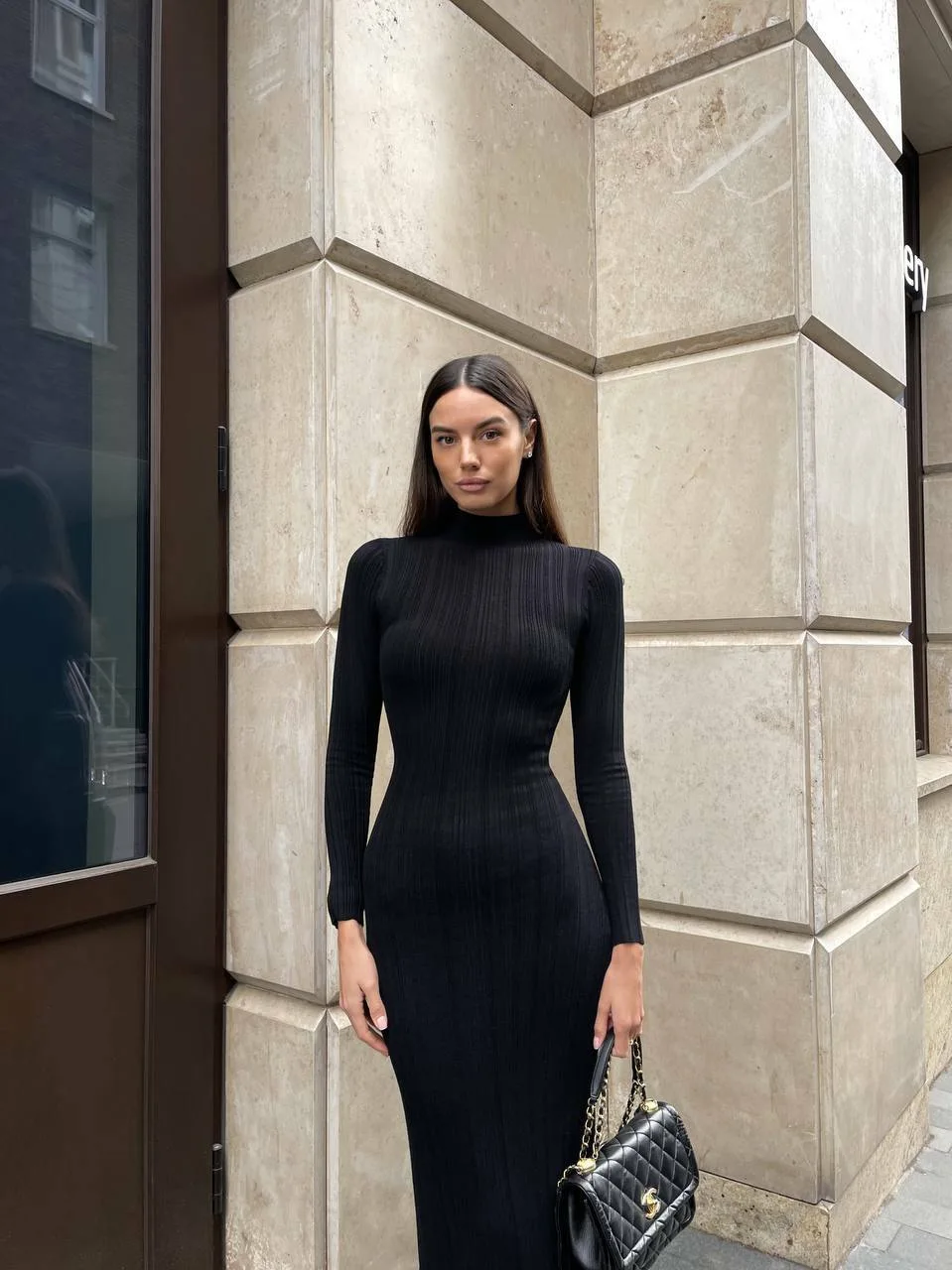 Women Elegant Long Sleeve Knitted Maxi Dress High Neck Bottoming Striped Sweater Slim Long Dress Bodycon Party Club Streetwear Women Elegant Long Sleeve Knitted Maxi Dress High Neck Bottoming Striped Sweater Slim Long Dress Bodycon Party Club Streetwear