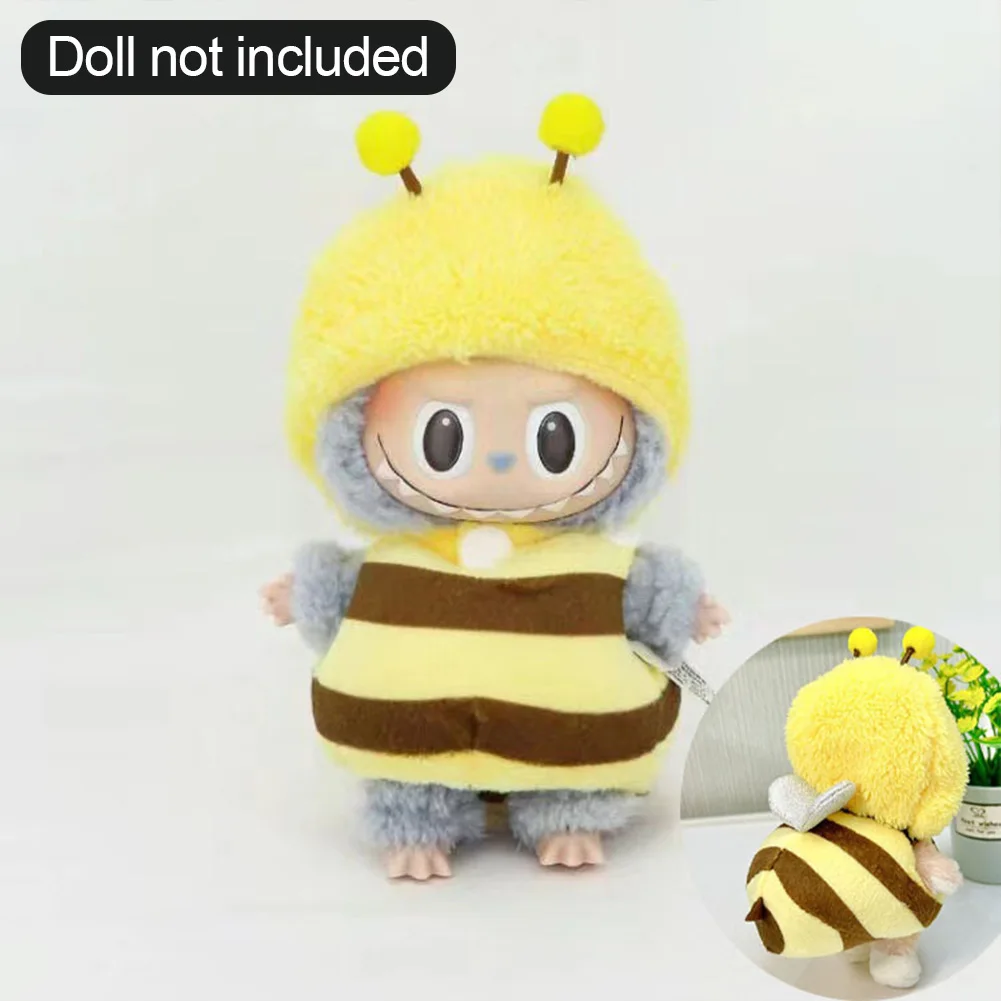 For 17cm Labubu Dolls Accessories DIY Doll Clothes Heartbeat Long Eared Furry Rabbit Costume Cartoon Dress Up Labubu Outfit For 17cm Labubu Dolls Accessories DIY Doll Clothes Heartbeat Long Eared Furry Rabbit Costume Cartoon Dress Up Labubu Outfit
