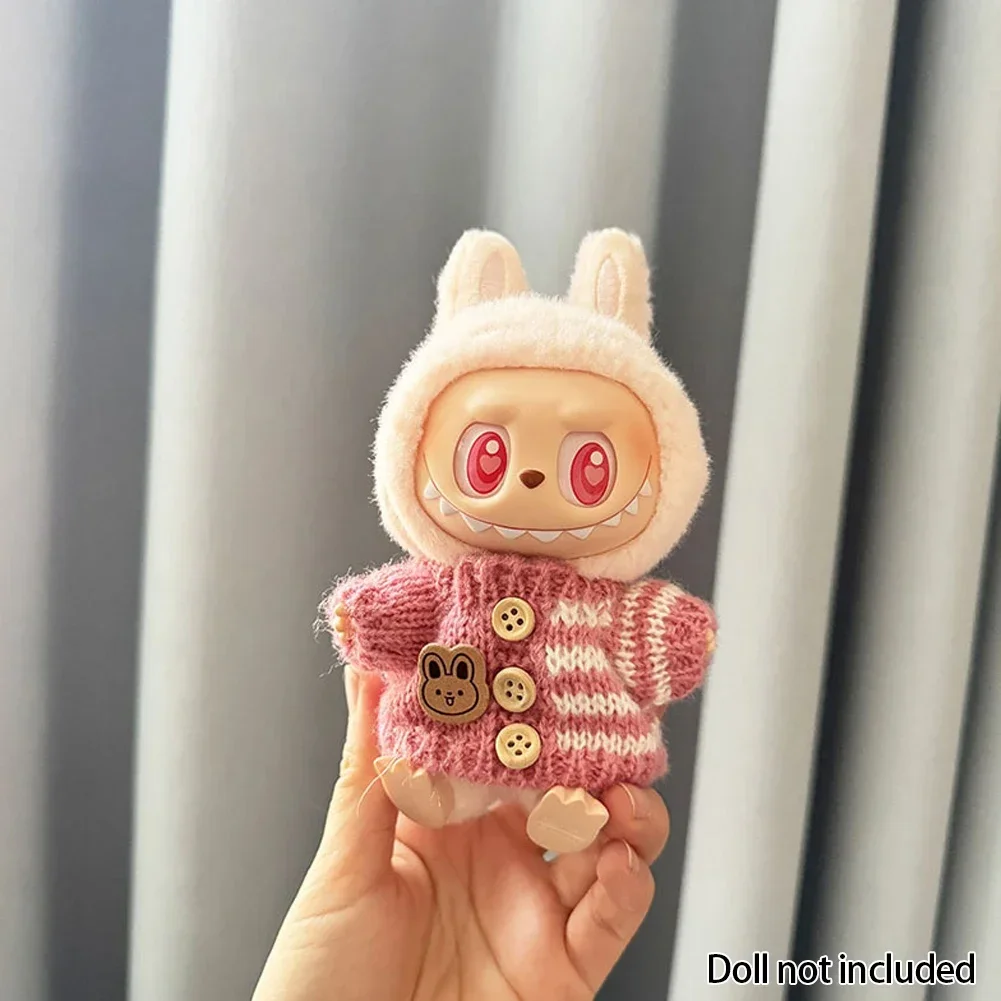 For 15-17 cm v1v2 Labubu Clothes outfit Labubu Sitting Party Bear Label Scarf Hat Bag Dolls Accessories Cute Decoration