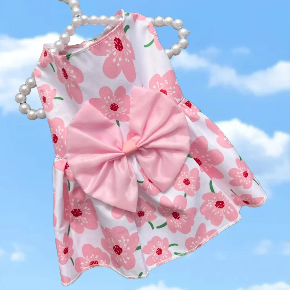 Cute Dog Dress Girl Dog Sleeveless Clothes Flower Printed Pet Apparel Doggies Bowknot Tulle Skirt Cat Clothing Small Puppy Dress Cute Dog Dress Girl Dog Sleeveless Clothes Flower Printed Pet Apparel Doggies Bowknot Tulle Skirt Cat Clothing Small Puppy Dress