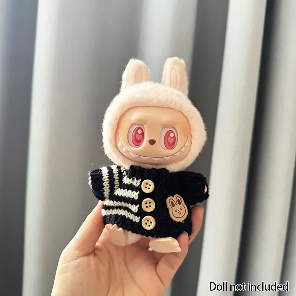 For 15-17 cm v1v2 Labubu Clothes outfit Labubu Sitting Party Bear Label Scarf Hat Bag Dolls Accessories Cute Decoration