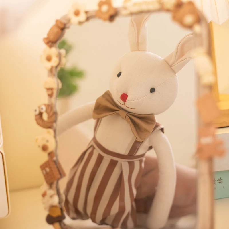 Stuffed Bunny Cloth Dress Toys Smoothing Toy for Infant Cuddling sleep doll for Girls Handmade Diversity Brown Rabbit Plushie Stuffed Bunny Cloth Dress Toys Smoothing Toy for Infant Cuddling sleep doll for Girls Handmade Diversity Brown Rabbit Plushie