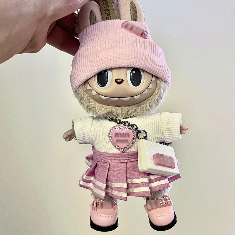 Cute Fashion Labubu V1 V2 Knitted Sweater Labubu Pendant Cute Style Pleated Skirt Set Handmade Custom Luxury Dress Doll Shoes TY Cute Fashion Labubu V1 V2 Knitted Sweater Labubu Pendant Cute Style Pleated Skirt Set Handmade Custom Luxury Dress Doll Shoes TY