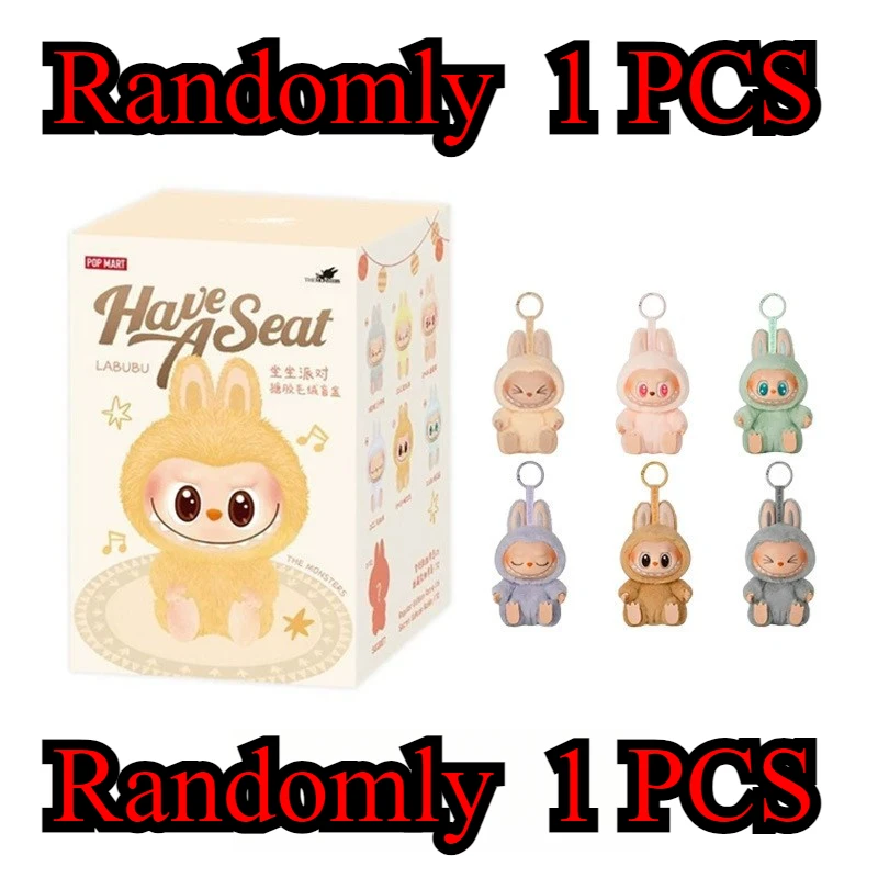 Hot 2 LABUBU  THE MONSTERS Sitting Party Vinyl Plush Blind Box Ornament pendant gift