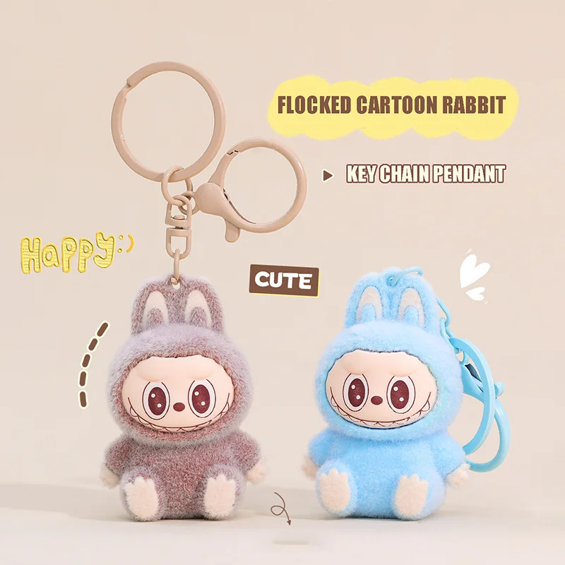 Labubu Keychain Cartoon Labubu Backpack Pendant Decorative Car Keychain Model Doll School Bag Charm Cute Keyring Festivals Gifts