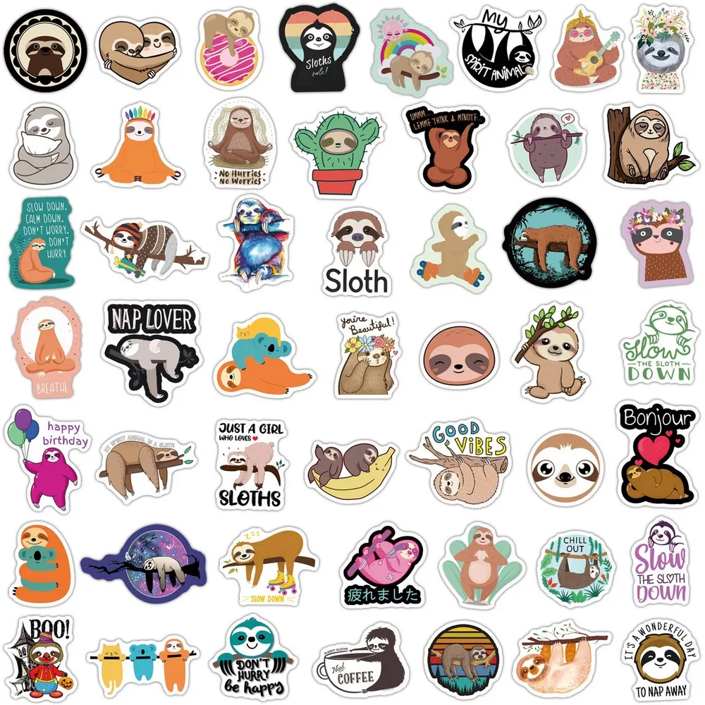 50/100pcs Cute Sloth Stickers Laptop Phone Fridge Guitar Notebook Skateboard Cartoon Graffiti Animal Sticker Decal for Kids Gift 50/100pcs Cute Sloth Stickers Laptop Phone Fridge Guitar Notebook Skateboard Cartoon Graffiti Animal Sticker Decal for Kids Gift