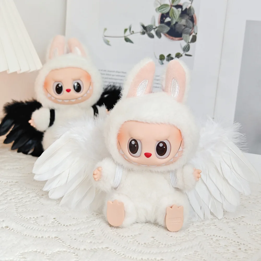 Doll Clothes Outfit Accessories for 15-17cm Labubu Black White Angel Feather Wings DIY Mini Dolls Clothing Girl Gift Doll Clothes Outfit Accessories for 15-17cm Labubu Black White Angel Feather Wings DIY Mini Dolls Clothing Girl Gift