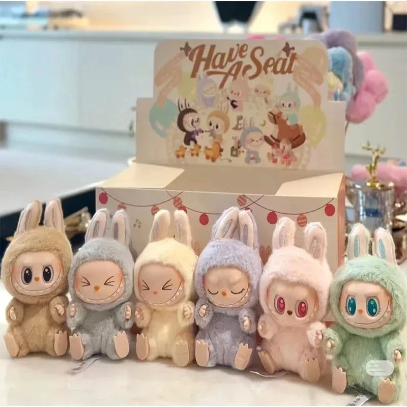 High Quality Macaron Second Generation Monster Labubu Sitting Party Vinyl Plush Blind Box Decoration Surprise Box Doll Birthday