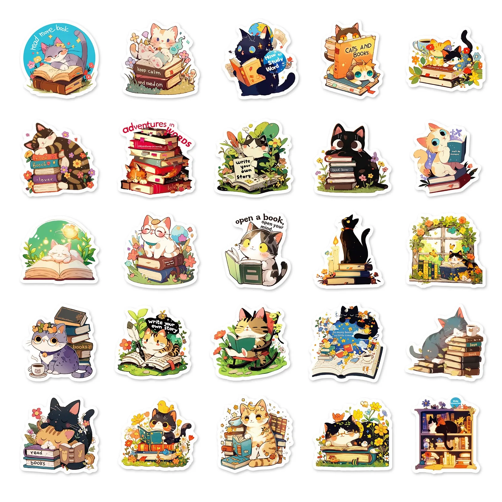10/50pcs Cute Animal Cat Reading Book Kindle Creative Stickers Personality Decals Kid Toy Skateboard Guitar Refrigerator Sticker 10/50pcs Cute Animal Cat Reading Book Kindle Creative Stickers Personality Decals Kid Toy Skateboard Guitar Refrigerator Sticker