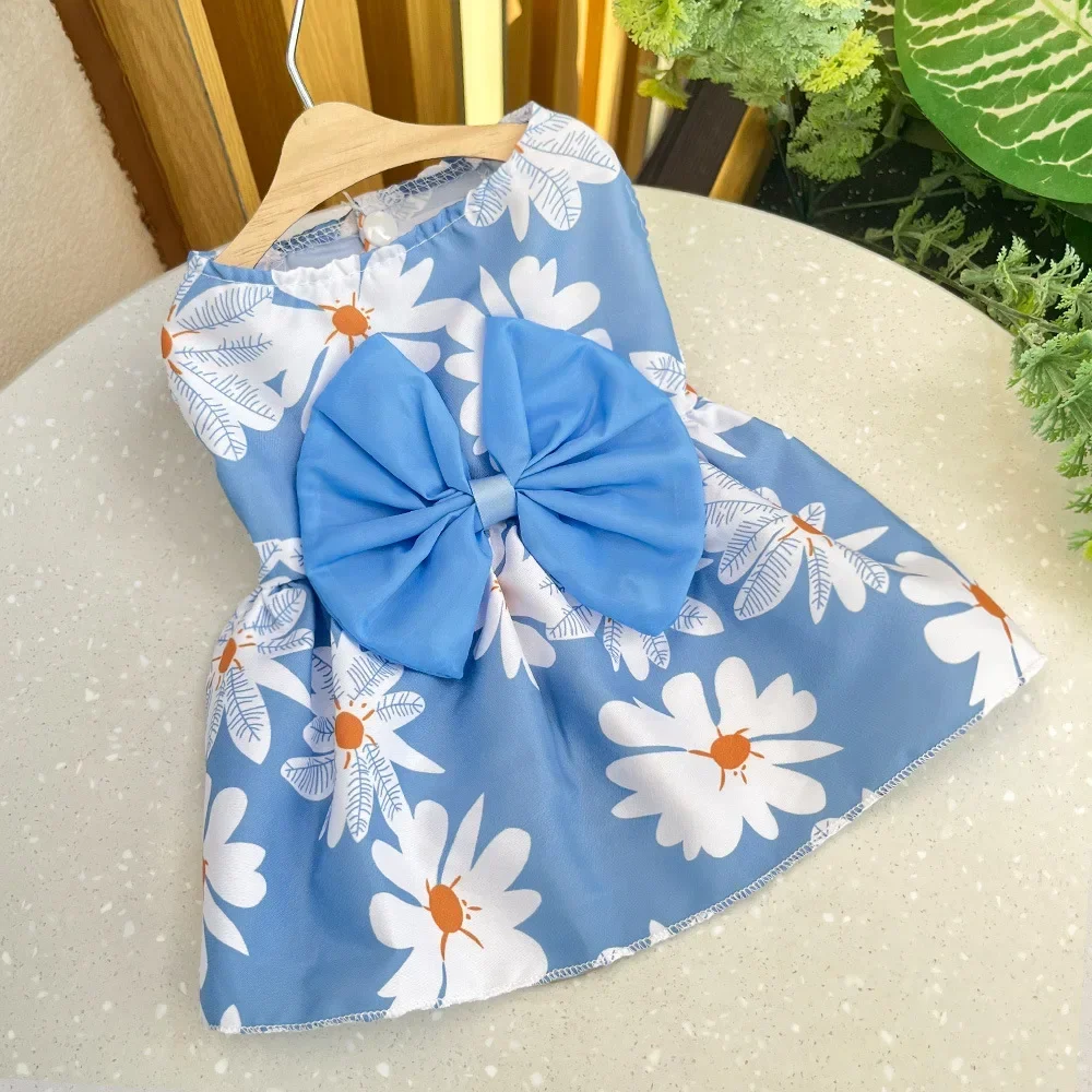 Cute Dog Dress Girl Dog Sleeveless Clothes Flower Printed Pet Apparel Doggies Bowknot Tulle Skirt Cat Clothing Small Puppy Dress Cute Dog Dress Girl Dog Sleeveless Clothes Flower Printed Pet Apparel Doggies Bowknot Tulle Skirt Cat Clothing Small Puppy Dress
