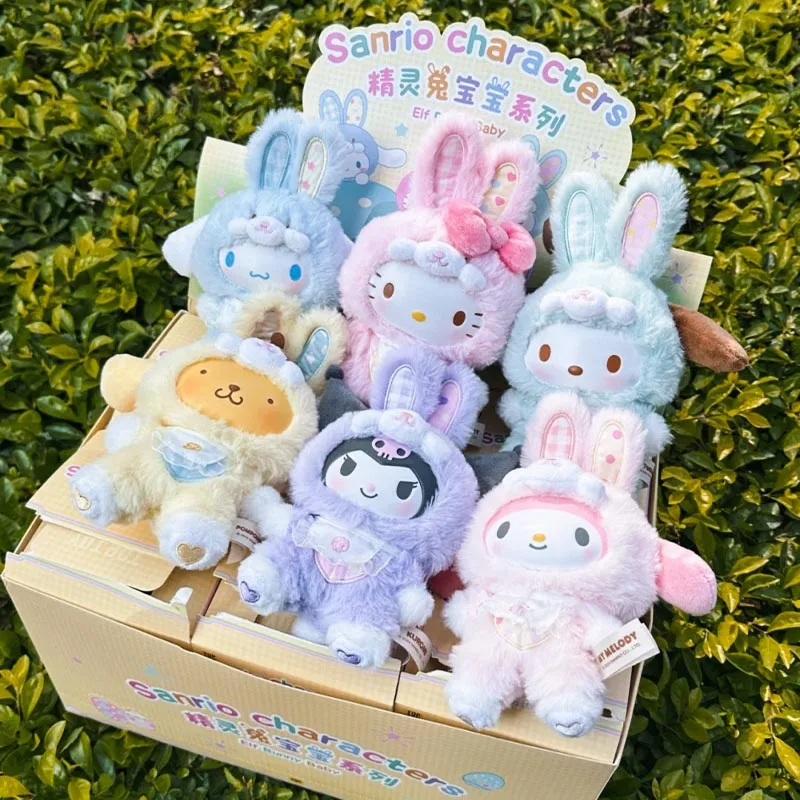 Sanrio Cartoon Elf Rabbit Series Blind Box pendant Kuromi / Hello Kitty 3 Generations Vinyl Doll Children'S Toys surprise Gifts