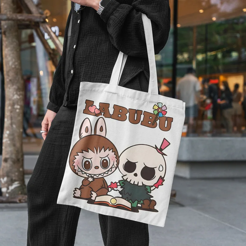 Hot 19 Styles Labubu Canvas Storage Bag Female Cute Cartoon Shopping HandBag Casual Student Shoulder Bag Hot 19 Styles Labubu Canvas Storage Bag Female Cute Cartoon Shopping HandBag Casual Student Shoulder Bag