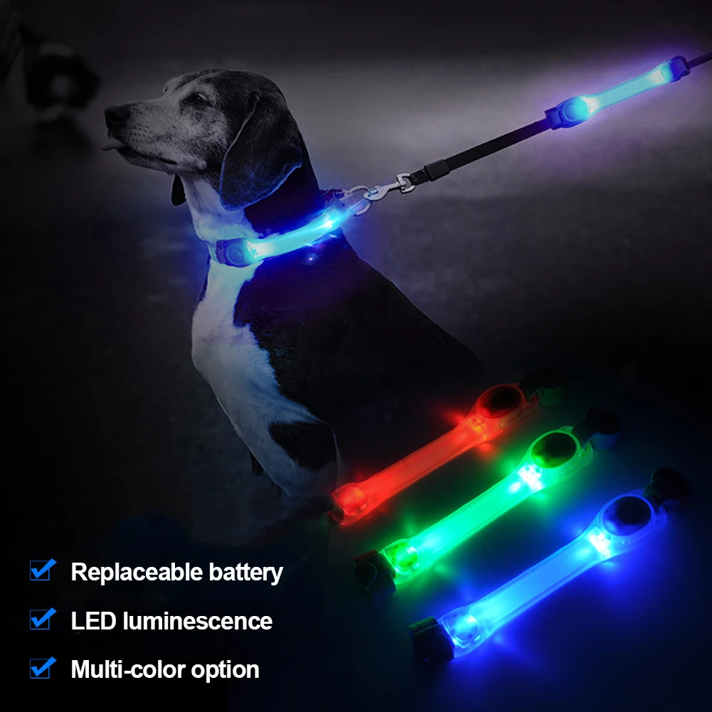 Dog Anti Lost Safety Glowing Collar Outdoor Waterproof Warning LED Flashing Light Strip for Pet Leash Harness Dog Accessories Dog Anti Lost Safety Glowing Collar Outdoor Waterproof Warning LED Flashing Light Strip for Pet Leash Harness Dog Accessories