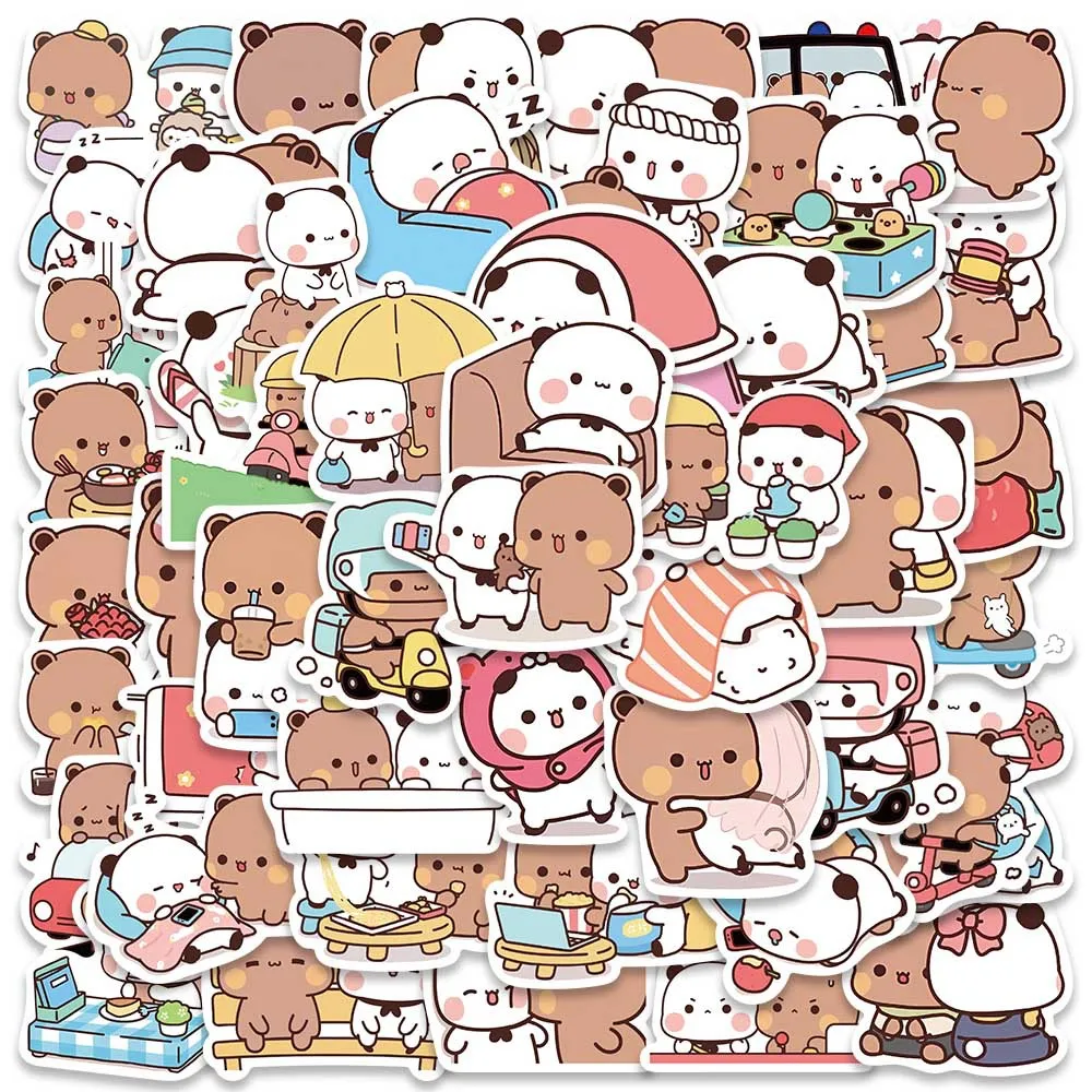 50pcs/Set Bubu And Dudu Panda Bear Sticker Food Serise Waterproof Cartoon Bear and Panda Sticker Toys 50pcs/Set Bubu And Dudu Panda Bear Sticker Food Serise Waterproof Cartoon Bear and Panda Sticker Toys