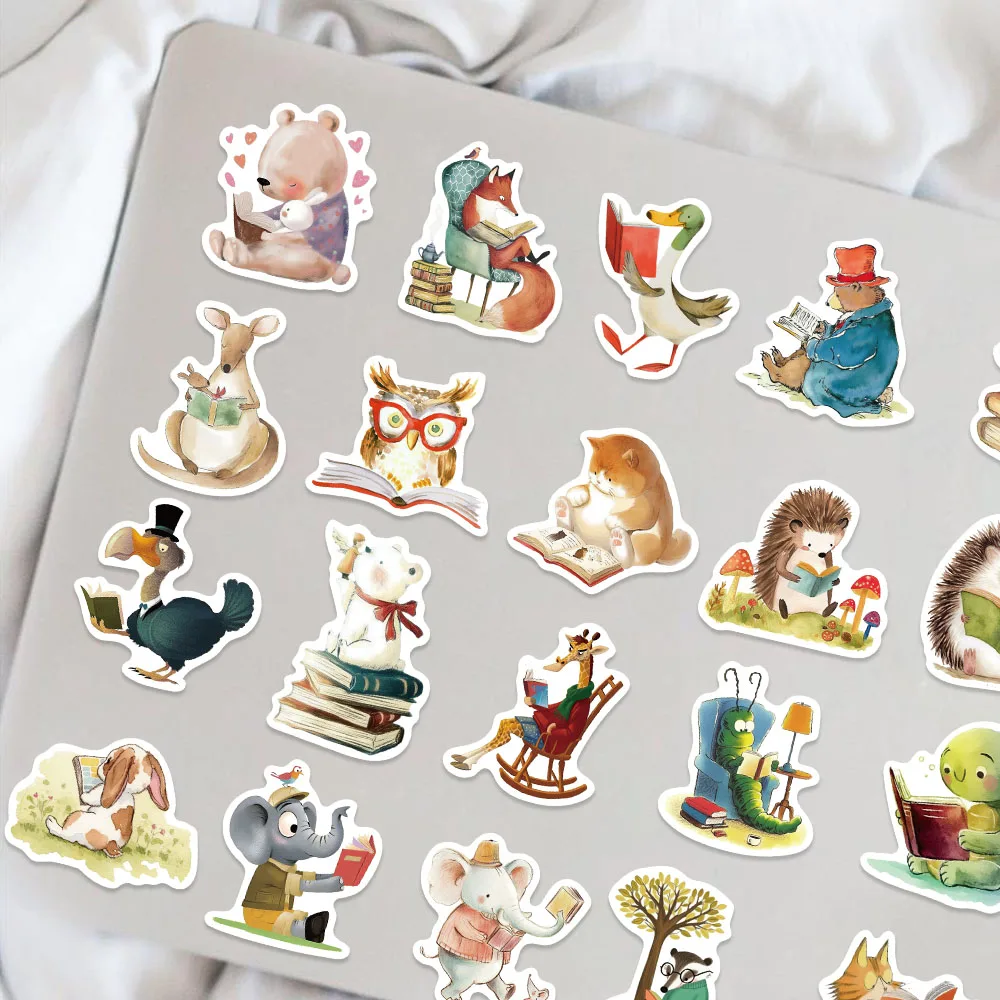 50PCS Animal Bookish Reading Sticker For Scrapbooking Korean Stationery School Supplies Aesthetic Children's Decoration 50PCS Animal Bookish Reading Sticker For Scrapbooking Korean Stationery School Supplies Aesthetic Children's Decoration