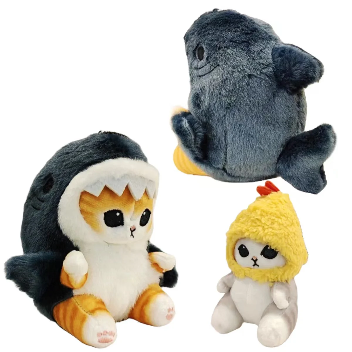 Hot Cute Shark Cat Fried Shrimp Cat Plush Doll Pendant Doll Beautiful Room Car Bag Decoration Pendant Opening Holiday Gift 12cm
