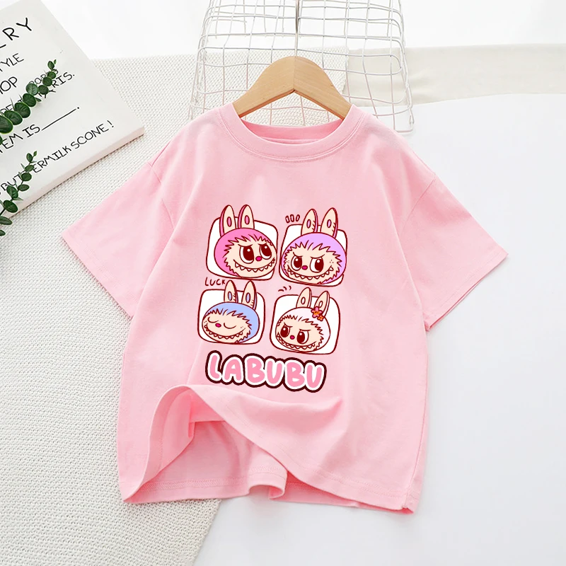 Labubu Girl Pink T-shirt Cotton Cute Anime Tees Short Sleeve Trend Kawaii Cartoon Kids Casual Street Clothes Party Birthday Gift Labubu Girl Pink T-shirt Cotton Cute Anime Tees Short Sleeve Trend Kawaii Cartoon Kids Casual Street Clothes Party Birthday Gift