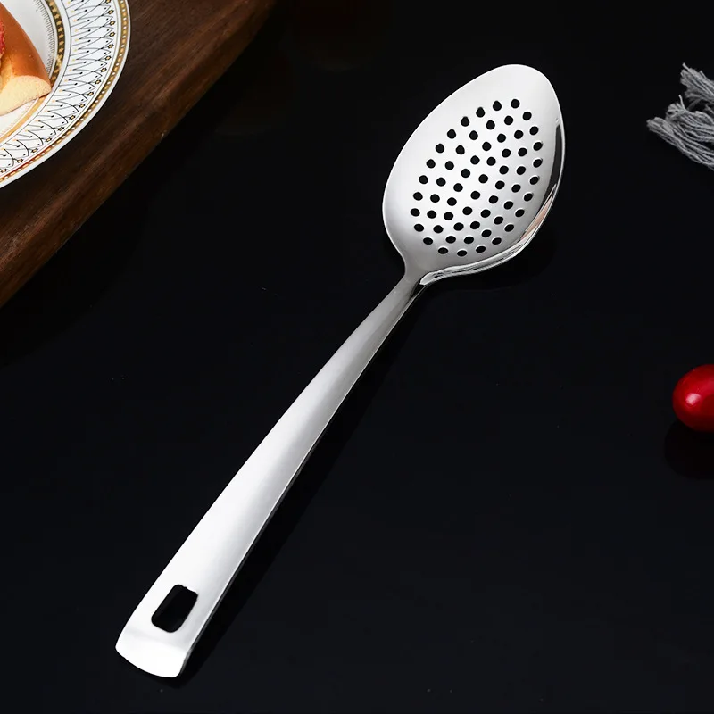 Silver Stainless Steel Soup Spoon Flat Colander Serving Spoon Cake Spatula Leaking Shovel Public Cutlery Set Cooking Utensil Silver Stainless Steel Soup Spoon Flat Colander Serving Spoon Cake Spatula Leaking Shovel Public Cutlery Set Cooking Utensil