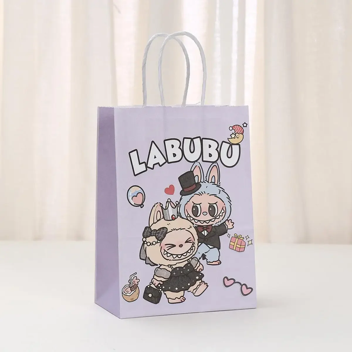Cartoon Labubu Gift Bag Candy Snacks Birthday Gift Bag 10 Pack Gift Baking Shopping Portable Paper Bag