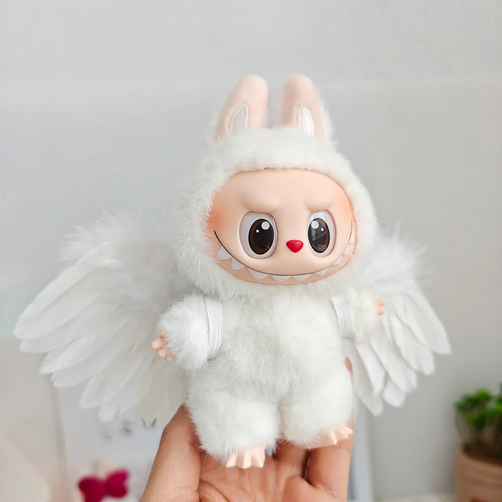 Doll Clothes Outfit Accessories for 15-17cm Labubu Black White Angel Feather Wings DIY Mini Dolls Clothing Girl Gift Doll Clothes Outfit Accessories for 15-17cm Labubu Black White Angel Feather Wings DIY Mini Dolls Clothing Girl Gift