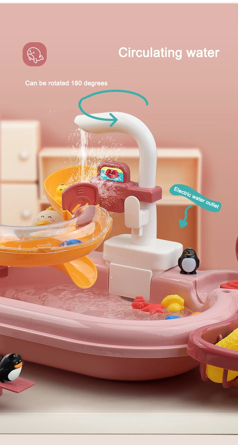 Kids Kitchen Sink Toys Electric Dishwasher Playing Toy With Running Water Pretend Play Food Fishing Toy Role Playing Girls Gift Kids Kitchen Sink Toys Electric Dishwasher Playing Toy With Running Water Pretend Play Food Fishing Toy Role Playing Girls Gift