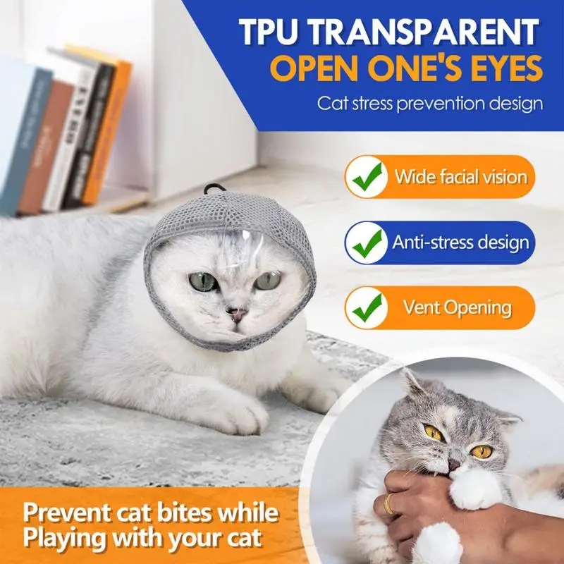 Cat Anti Bite Muzzles Breathable Cat Travel Tools Bath Grooming Supplies Adjustable Kitten Muzzles Anti Scratch Pet Supplies