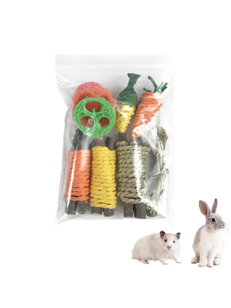 9PCS Small pet toy set, pet rabbit, hamster, fun toy, grinding supplies color random 9PCS Small pet toy set, pet rabbit, hamster, fun toy, grinding supplies color random