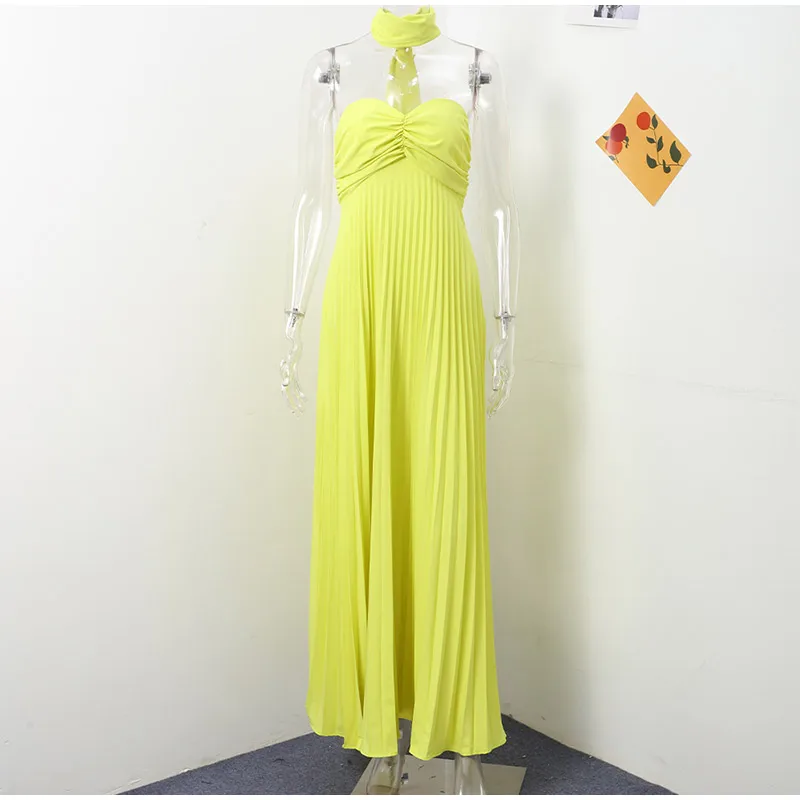 Strapless Ribbon Maxi Dress Women Elegant Sleeveless Backless Pleated Party Dresses Female 2025 Summer Sexy Lady Evening Vestido Strapless Ribbon Maxi Dress Women Elegant Sleeveless Backless Pleated Party Dresses Female 2025 Summer Sexy Lady Evening Vestido