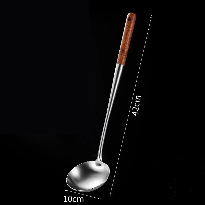 304 Stainless Steel Spatula Spoon With Wooden Handle Lengthened Cooking Spoon Anti-Scalding Cooking Shovel Kitchenware 304 Stainless Steel Spatula Spoon With Wooden Handle Lengthened Cooking Spoon Anti-Scalding Cooking Shovel Kitchenware
