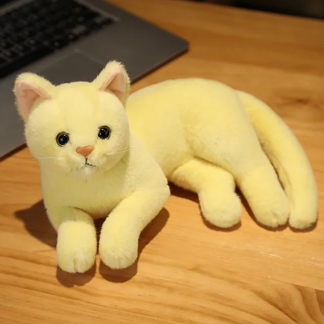 1pc 4 Colors INS Like Real Prone Cat Plush Doll Stuffed Pure Colors Grey White Yellow Kitten Toy Pets Animal Kids Gift 1pc 4 Colors INS Like Real Prone Cat Plush Doll Stuffed Pure Colors Grey White Yellow Kitten Toy Pets Animal Kids Gift