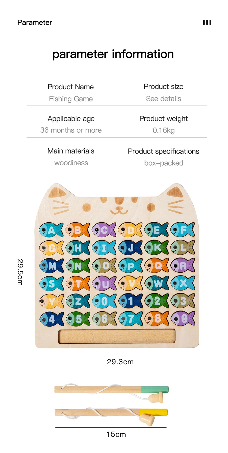 Kids Wooden Fishing Game Toys Gifts Early Education Alphabet Numeric Cognitive Toys Children Interactive Games Toys for Gifts