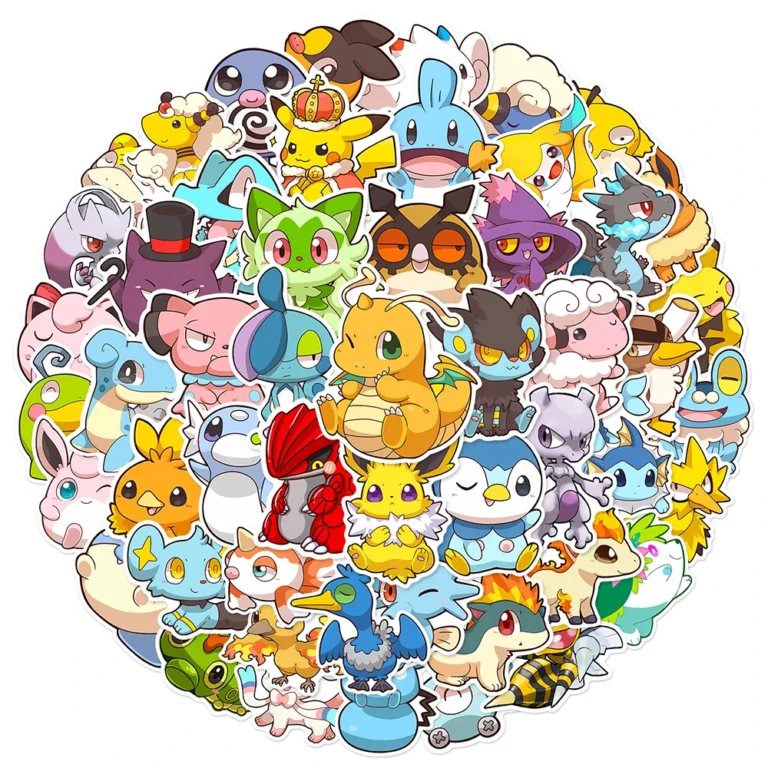 50/103pcs Pixel Style Anime Pokemon Stickers Pikachu Cartoon Decals DIY Suitcase Stationery Waterproof Sticker for Kids