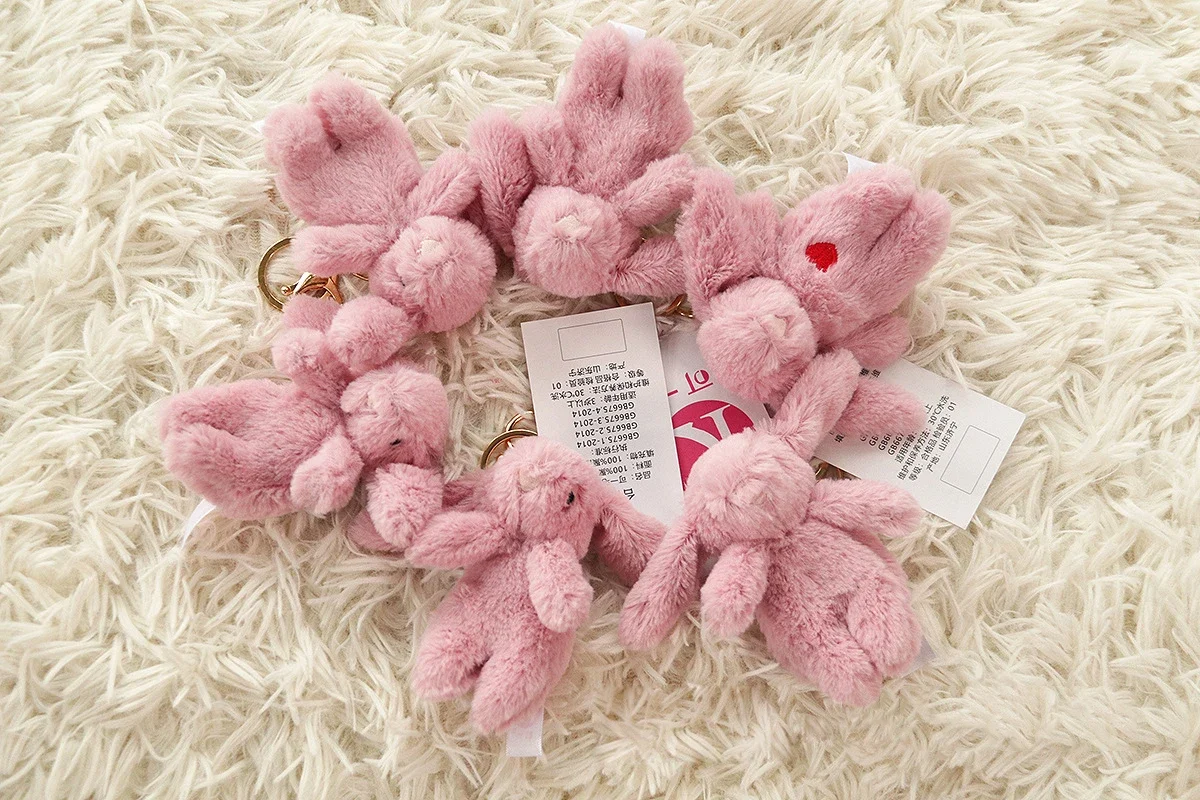 Stuffed Animals Cute Cartoon Rabbit Keychain Love Pompom Trinket Toy Girl Bag Car Keychain Mobile Phone Pendant Jewelry Gift Stuffed Animals Cute Cartoon Rabbit Keychain Love Pompom Trinket Toy Girl Bag Car Keychain Mobile Phone Pendant Jewelry Gift