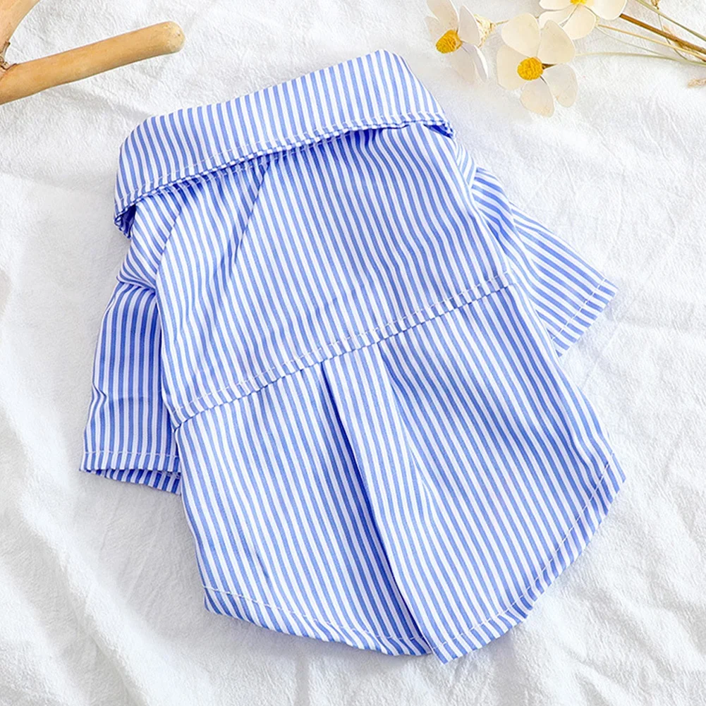 2024 Pet Dog Clothes Bowknot Striped Shirts for Dogs Clothing Cat Small Thin Summer Blue Fashion Boy Girl Chihuahua Pet Products