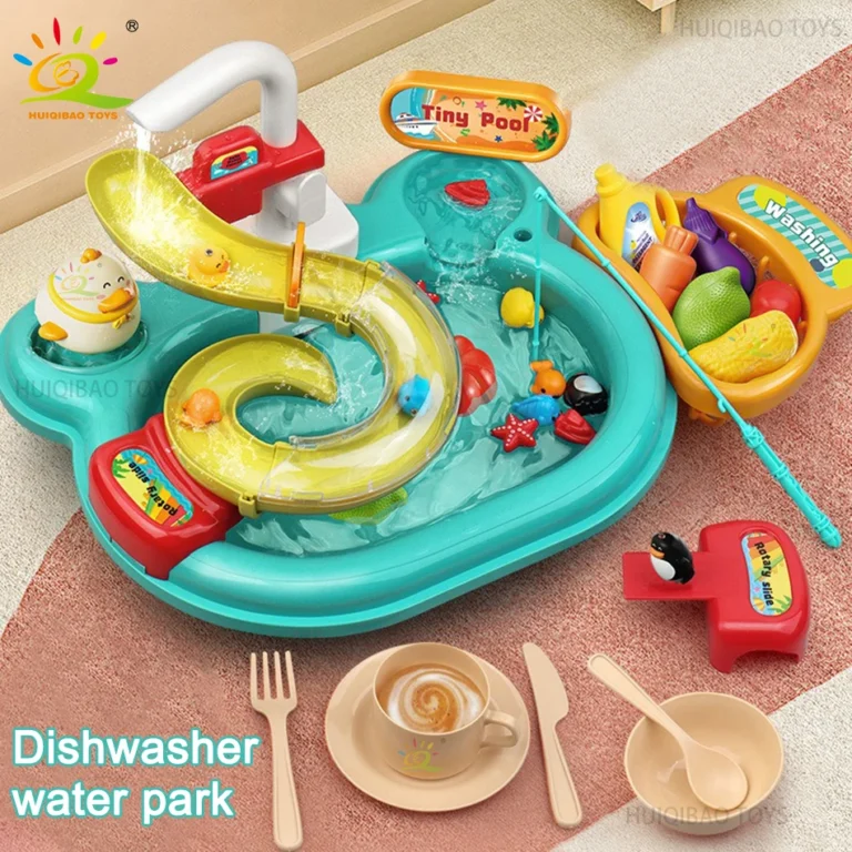 Children's Play Sink with Running Water, Mini Water Table for 3+, Upgraded Faucet and Play Dishes, Children Electric Dishwasher