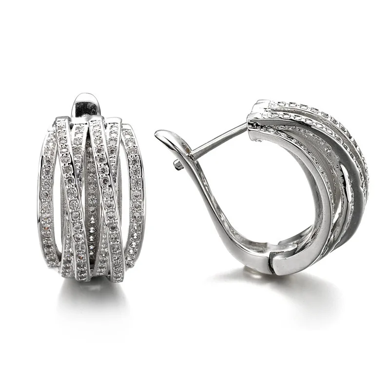 Huitan Fashion Silver Color Cross Hoop Earrings for Women Full Crystal Cubic Zirconia Statement Female Earrings Trends Jewelry Huitan Fashion Silver Color Cross Hoop Earrings for Women Full Crystal Cubic Zirconia Statement Female Earrings Trends Jewelry