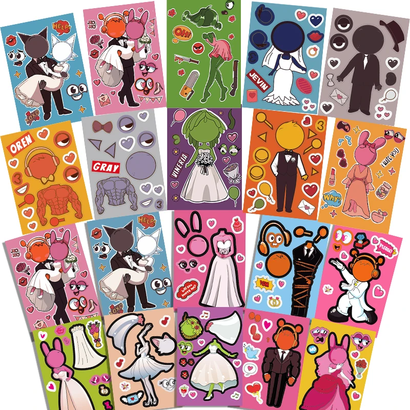 10 Sheets Sprunki Stickers Make A Face Puzzle Stickers Cartoon Parent-child Interactive Puzzle Ledger DIY Face Stickers Kid Gift 10 Sheets Sprunki Stickers Make A Face Puzzle Stickers Cartoon Parent-child Interactive Puzzle Ledger DIY Face Stickers Kid Gift