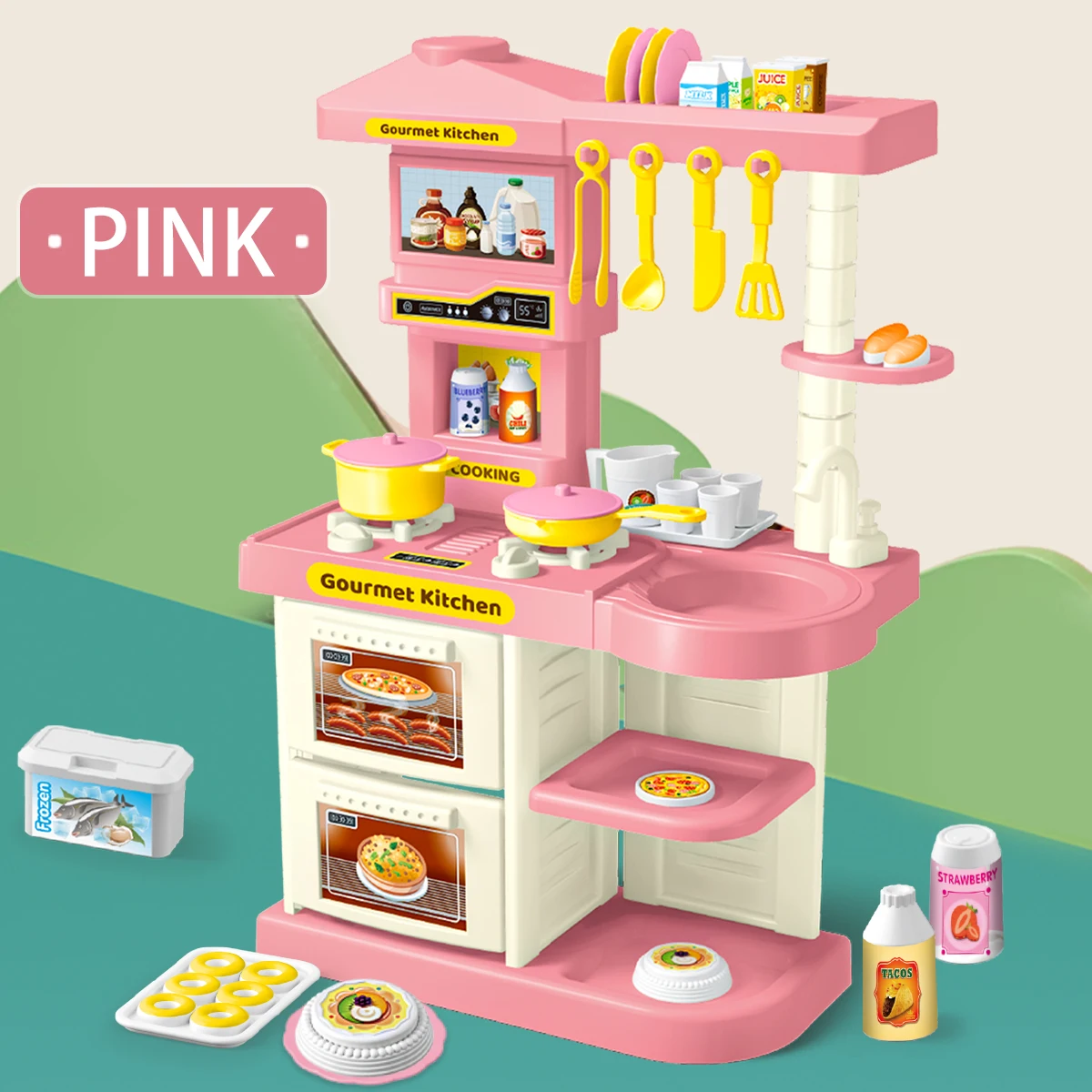 Kids Play Kitchen Accessories, Playset Toys Kitchen Foods Pans Milk Pots Breads Fork for Kid 3+ Boys and Girls Kids Play Kitchen Accessories, Playset Toys Kitchen Foods Pans Milk Pots Breads Fork for Kid 3+ Boys and Girls