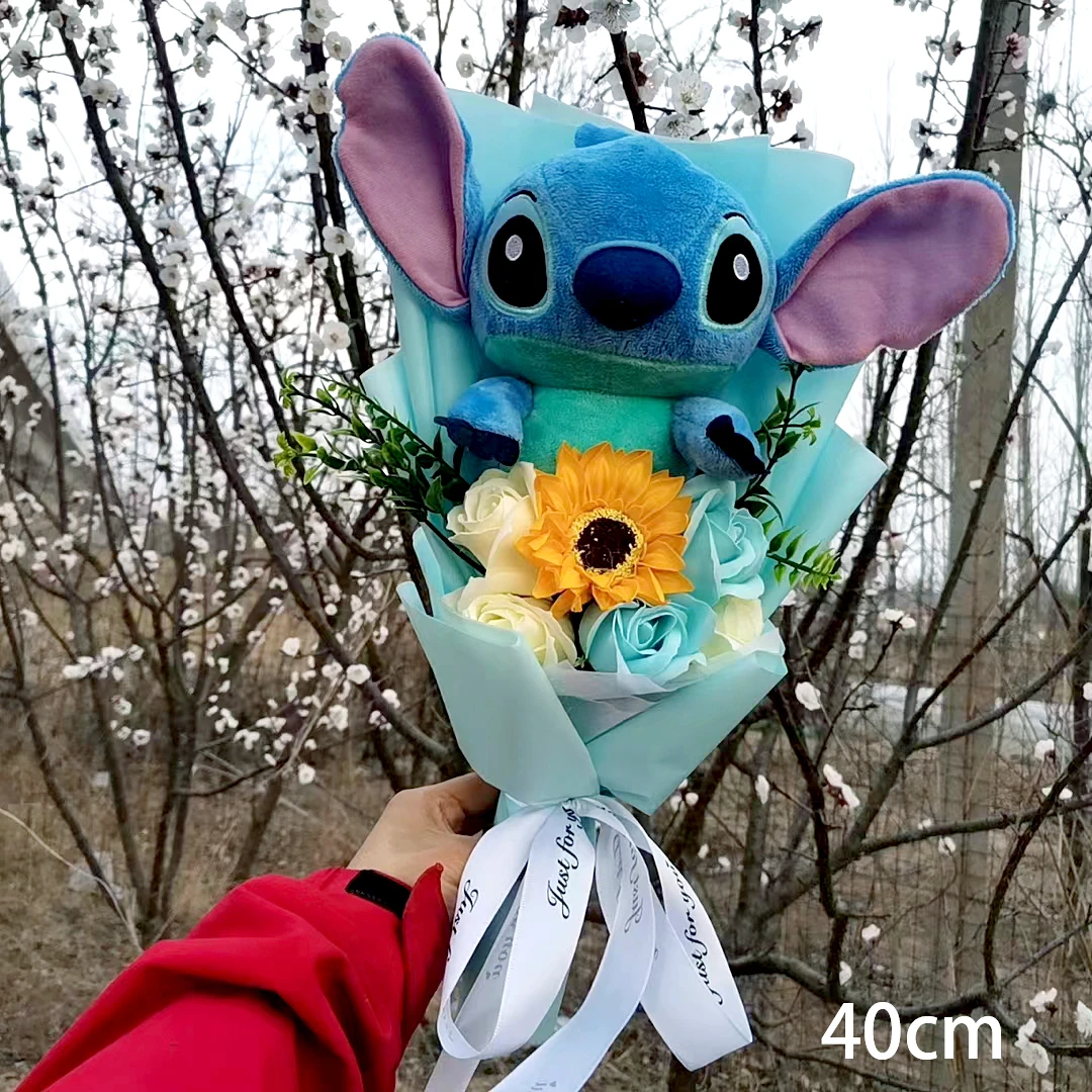 Lilo & Stitch Bouquet Major Holiday Gift PVC Rose Sunflower Anime Stuffed Doll Birthday Girl Valentine'S Christmas Day Girl Gift Lilo & Stitch Bouquet Major Holiday Gift PVC Rose Sunflower Anime Stuffed Doll Birthday Girl Valentine'S Christmas Day Girl Gift
