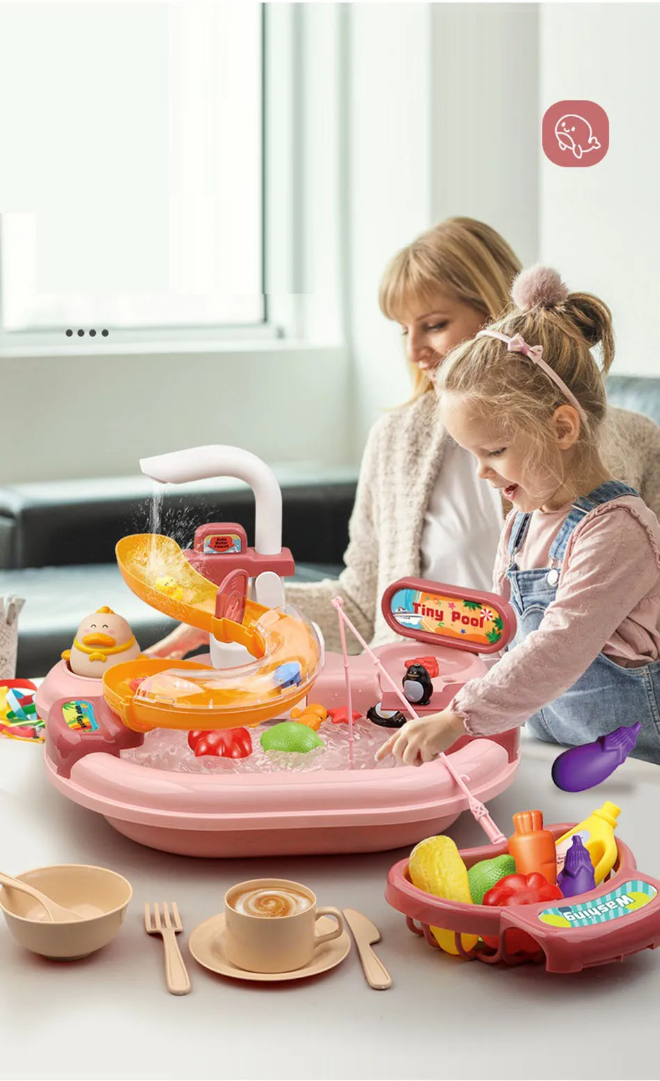 Kids Kitchen Sink Toys Electric Dishwasher Playing Toy With Running Water Pretend Play Food Fishing Toy Role Playing Girls Gift Kids Kitchen Sink Toys Electric Dishwasher Playing Toy With Running Water Pretend Play Food Fishing Toy Role Playing Girls Gift