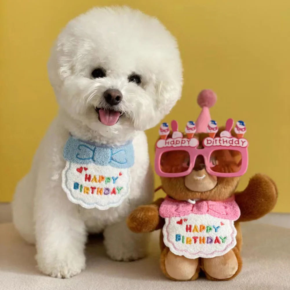 Pet Birthday Scarf Happy Birthday Hat Embroidered Bib Pet Dog Costume Accessory for Party Pet Holiday Birthday Decoration Gifts Pet Birthday Scarf Happy Birthday Hat Embroidered Bib Pet Dog Costume Accessory for Party Pet Holiday Birthday Decoration Gifts
