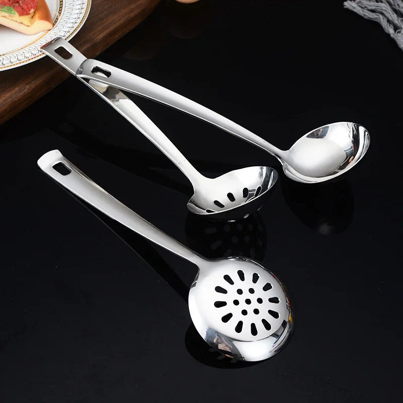 Silver Stainless Steel Soup Spoon Flat Colander Serving Spoon Cake Spatula Leaking Shovel Public Cutlery Set Cooking Utensil Silver Stainless Steel Soup Spoon Flat Colander Serving Spoon Cake Spatula Leaking Shovel Public Cutlery Set Cooking Utensil