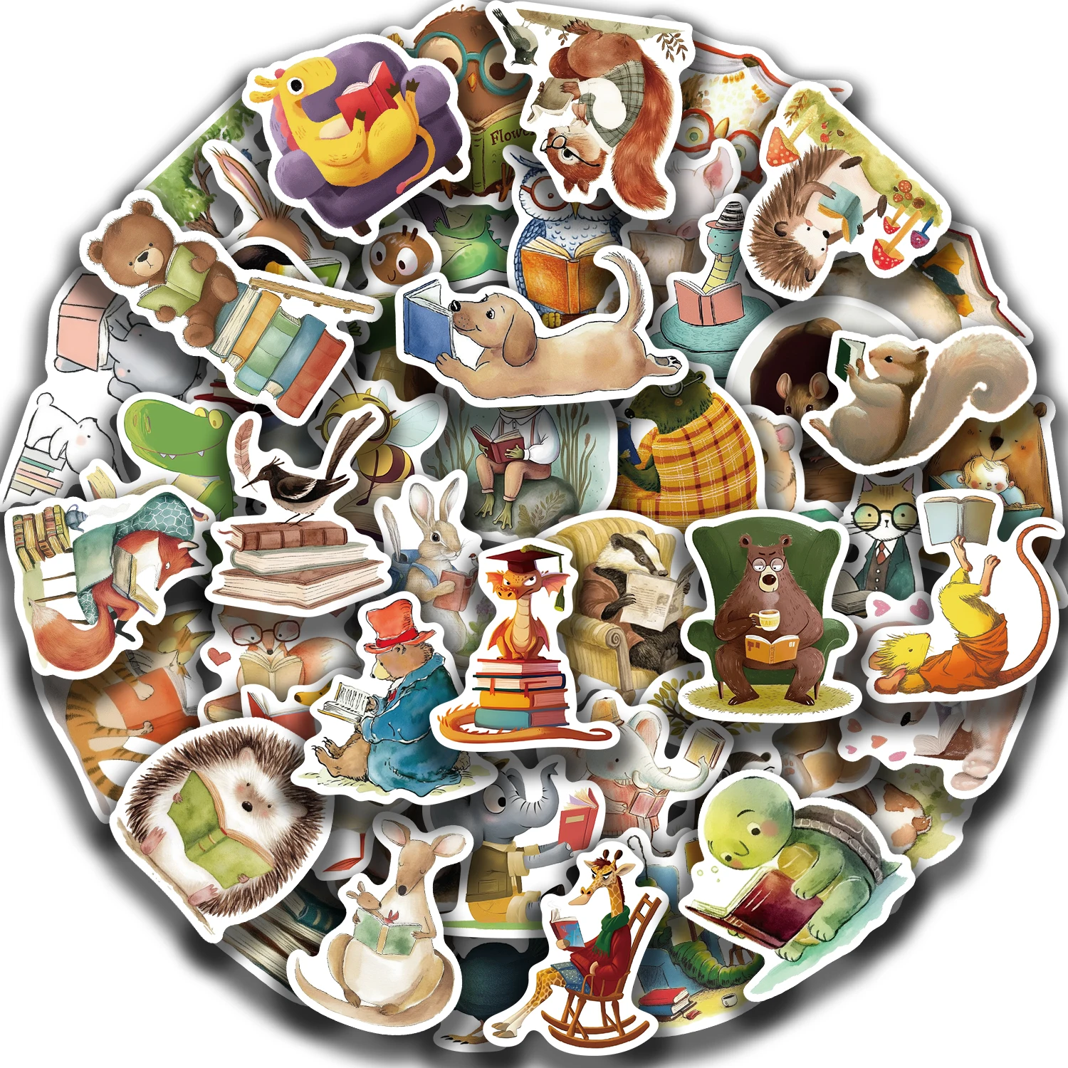 50PCS Animal Bookish Reading Sticker For Scrapbooking Korean Stationery School Supplies Aesthetic Children's Decoration 50PCS Animal Bookish Reading Sticker For Scrapbooking Korean Stationery School Supplies Aesthetic Children's Decoration