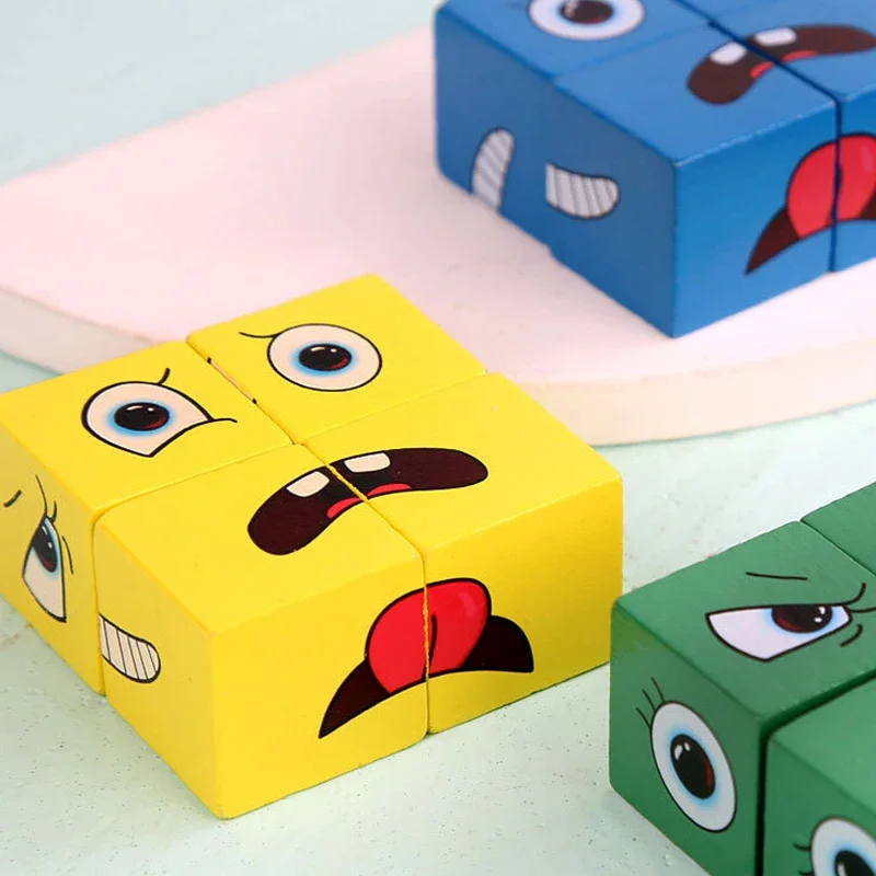 Kids Face Change Expression Puzzle Building Blocks Montessori Cube Table Game Toy Early Educational Toys for Children Gifts Kids Face Change Expression Puzzle Building Blocks Montessori Cube Table Game Toy Early Educational Toys for Children Gifts
