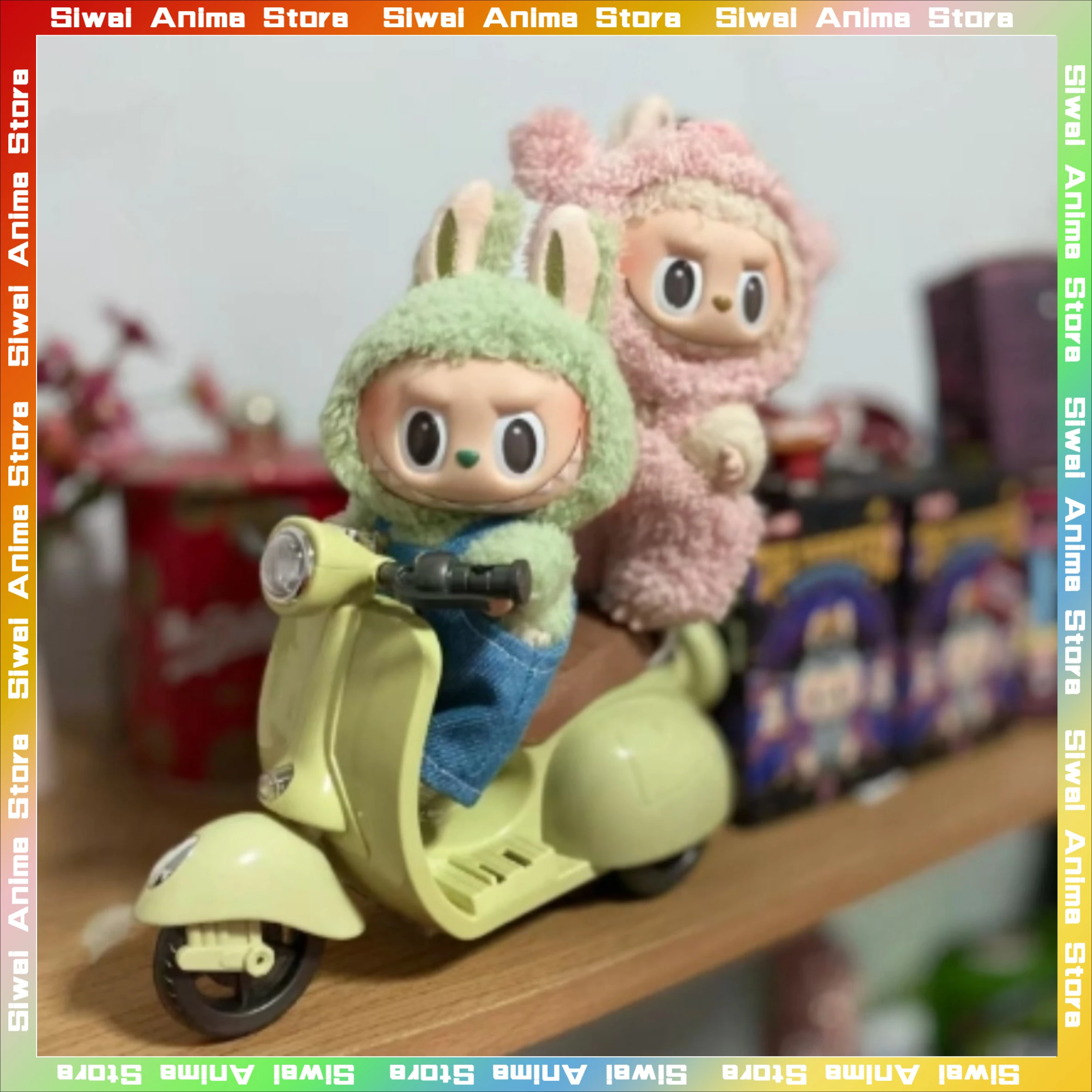 Labubu Doll Mini Electric Motorcycle with Music Lamplight Kawaii Motor Toys for Dolls Cute Labubu Doll Accessories Birthday Gift