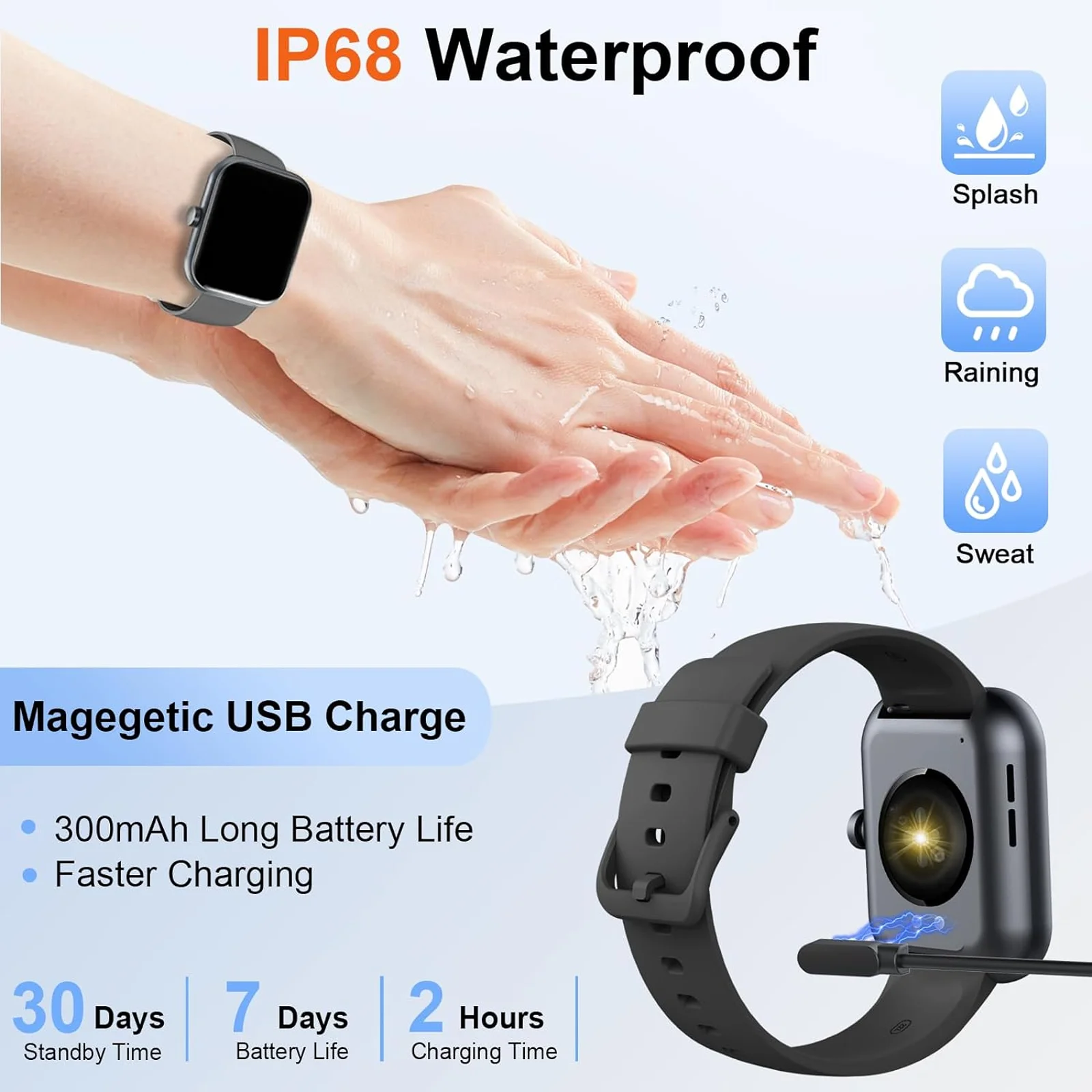Smart Watch(Answer/Make Calls), 1.96" Smartwatches, Fitness Tracker, Sleep Monitor, Pedometer, 100+ Sport Modes, IP68 Waterproof Smart Watch(Answer/Make Calls), 1.96" Smartwatches, Fitness Tracker, Sleep Monitor, Pedometer, 100+ Sport Modes, IP68 Waterproof