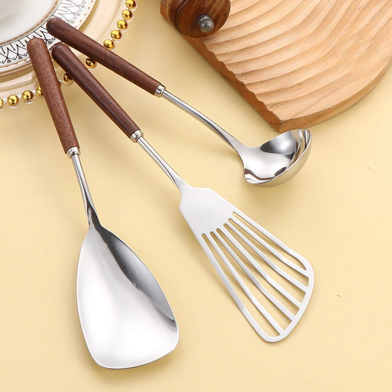 Walnut Mini Spatula Cooking Household Stainless Steel 304 Food Grade Spoon Set Simplicity Kitchen Utensils Wooden Handle Spatula Walnut Mini Spatula Cooking Household Stainless Steel 304 Food Grade Spoon Set Simplicity Kitchen Utensils Wooden Handle Spatula