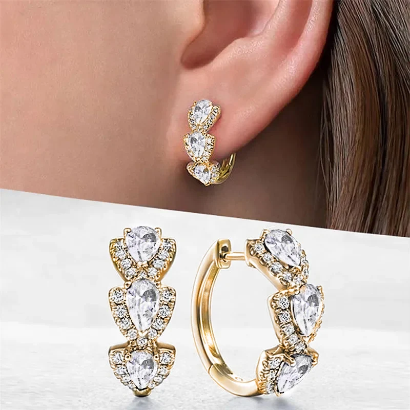 Huitan Luxury Trendy Blue Cubic Zirconia Hoop Earrings Wedding Party Elegant Accessories for Women Anniversary Gift New Jewelry Huitan Luxury Trendy Blue Cubic Zirconia Hoop Earrings Wedding Party Elegant Accessories for Women Anniversary Gift New Jewelry